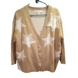 Vintage Havanna | Khaki Star Patterned Women's Sweater | 26 PTP